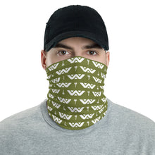 Load image into Gallery viewer, Space Alien 8-Bit White on Green Grunge Neck Gaiter
