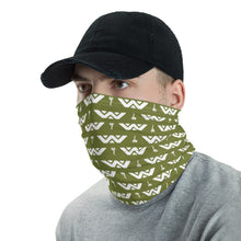 Load image into Gallery viewer, Space Alien 8-Bit White on Green Grunge Neck Gaiter
